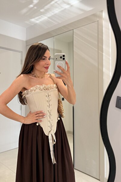 Gizem Ecemiş Patricia Vizon Boncuk Detaylı Korse Büstiyer