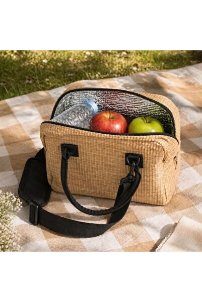 SHOPIENS Geantă termoizolantă pentru picnic 7L, aspect ratan, cu curea de umă...