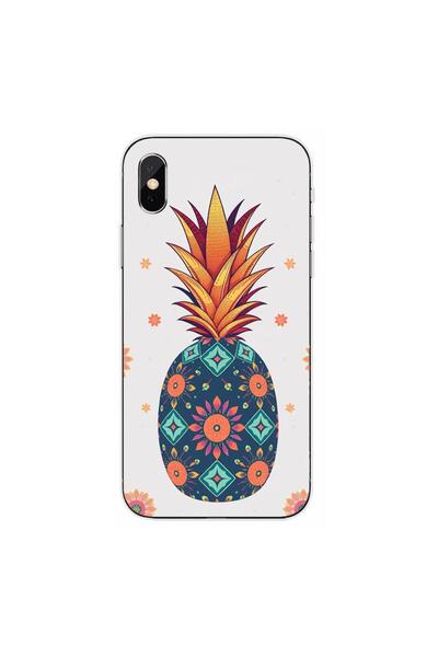 OEM Husa compatibila cu Apple iPhone X Silicon Gel Tpu Model Floral Pineapple