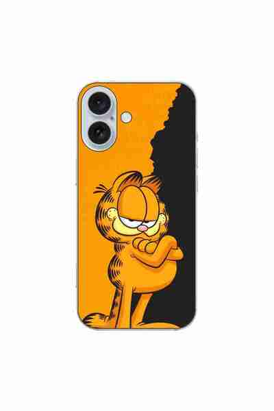 OEM Husa compatibila cu Apple iPhone 16 Silicon Gel Tpu Model Garfield Black ...