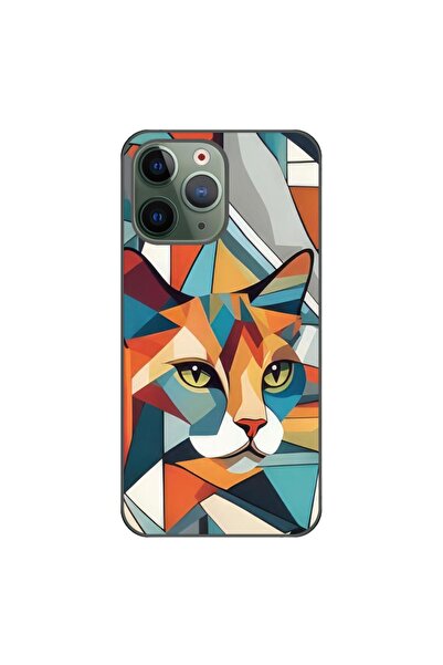 OEM Husa compatibila cu Apple iPhone 11 Pro Silicon Gel Tpu Model Cubic Cat Art