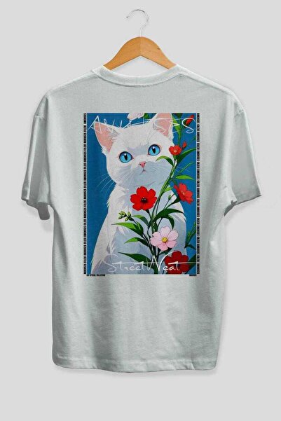 Ankhises Tricou supradimensionat alb cu imprimeu Cat For Cat Lovers 115, 100%...