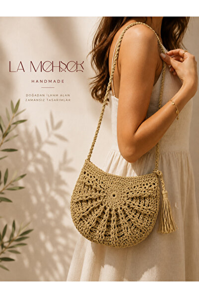 LA MEHSER Hand Knitted Straw Shoulder Bag