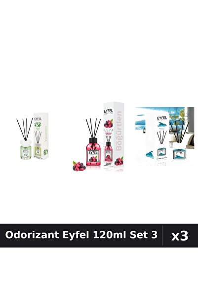 Eyfel Set 3 Odorizant Camera Betisoare 120ml - Iasomie, Fructe Pădure, Ocean