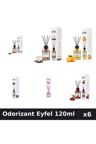 Eyfel Set 6 Odorizante Camera Betisoare - 6 Arome Asortate, 120ml Parfum