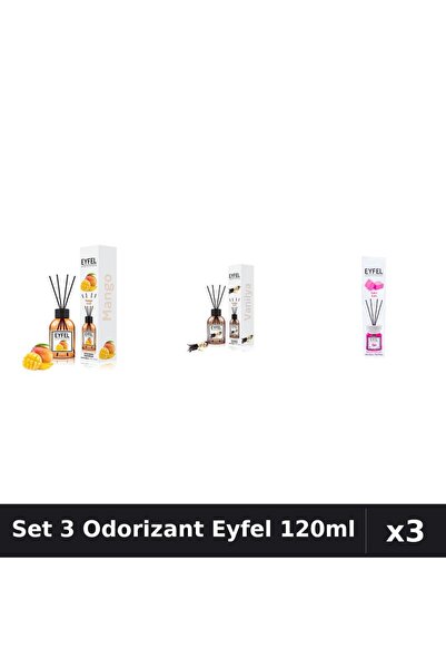 Eyfel Set 3 Odorizante Camera Betisoare, Bubble Gum, Mango, Vanilie, 120 ml