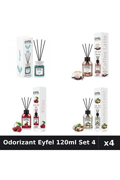Eyfel Set 4 Odorizant Camera Betisoare 120ml - Angel, Cafea, Cireșe, Nucă de ...