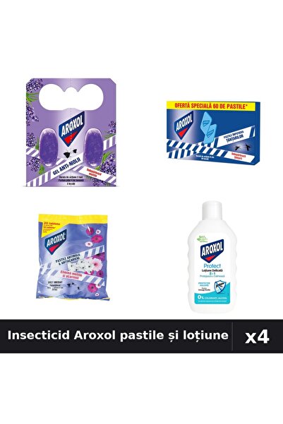 Aroxol Set 4 Insecticid - Pastile 2/20/60 bucati, Loțiune Repelent 200ml - Pr...