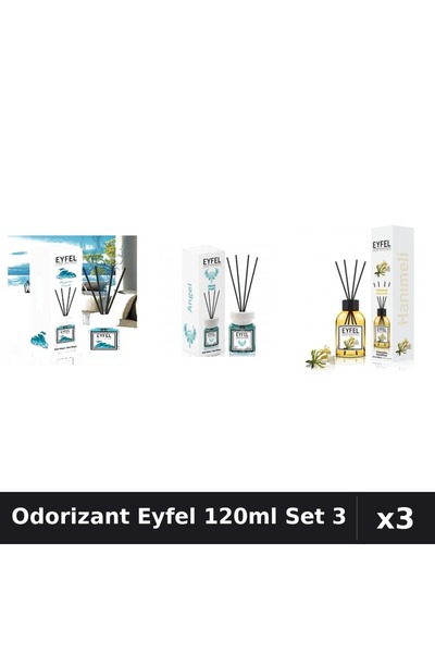 Eyfel Set 3 Odorizant Camera Betisoare 120ml - Angel, Ocean, Mâna Maicii