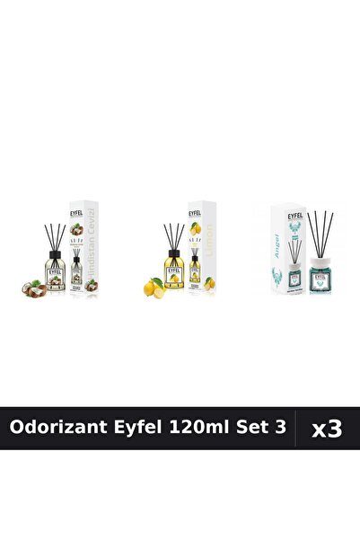 Eyfel Set 3 Odorizant Camera Betisoare 120ml - Angel, Lămâie, Nucă de Cocos