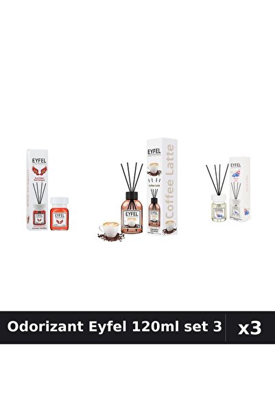 Eyfel Set 3 Odorizant Camera Betisoare 120ml - Cafea, Orhidee, Red Dragon
