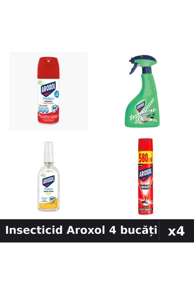 Aroxol Set 4 Spray Insecticid și Repelent - 100ml, 400ml, 580ml, 85ml - Prote...