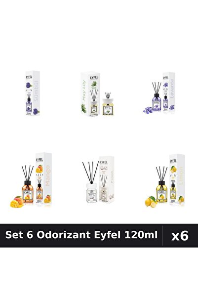 Eyfel Set 6 Odorizante Camera Betisoare, Bumbac, Lacramioare, Lamaie, Lavanda...