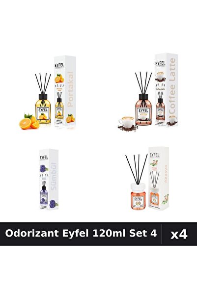 Eyfel Set 4 Odorizant Camera Betisoare 120ml - Portocala, Cafea, Zambile, Acacia