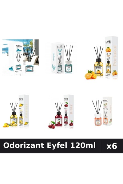 Eyfel Set 6 Odorizante Camera Betisoare - 6 Arome Asortate, 120ml Parfum