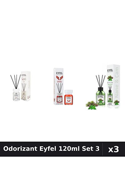 Eyfel Set 3 Odorizant Camera Betisoare 120ml - Bumbac, Red Dragon, Pin Menta