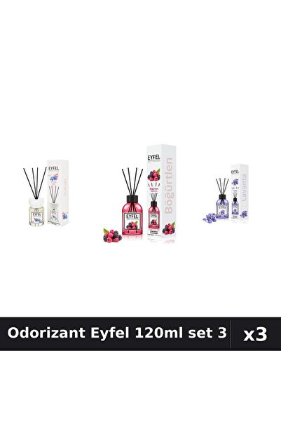 Eyfel Set 3 Odorizant Camera Betisoare 120ml - Orhidee, Fructe Pădure, Lavandă