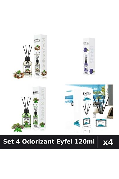 Eyfel Set 4 Odorizante Camera Betisoare, Nuca De Cocos, Ocean, Pin Si Menta, ...
