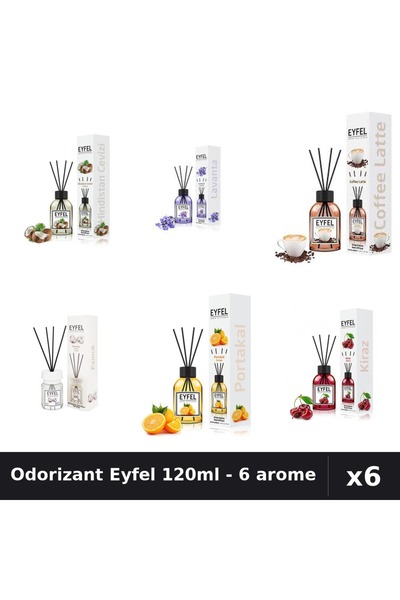 Eyfel Set 6 Odorizante Camera Betisoare - 6 Arome Asortate, 120ml Parfum