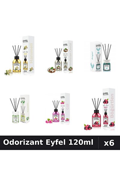 Eyfel Set 6 Odorizante Camera Betisoare 120ml - 6 Arome Asortate Parfum Intens