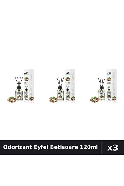 Eyfel Set 3 Odorizant Camera cu Betisoare 120ml - Nuca de Cocos, Parfum Intens