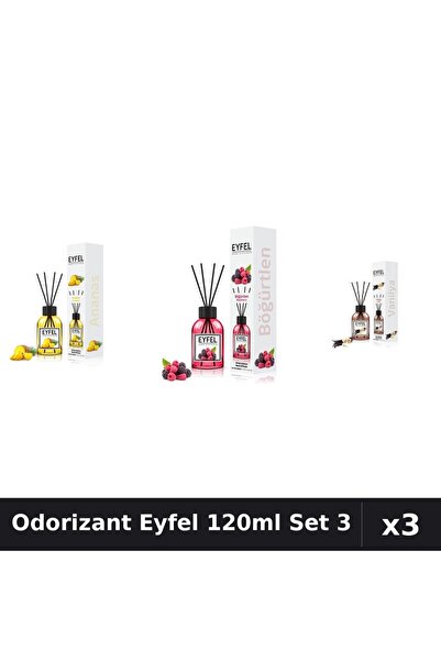 Eyfel Set 3 Odorizant Camera Betisoare 120ml - Ananas, Fructe Pădure, Vanilie