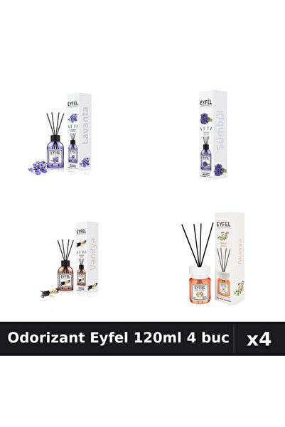 Eyfel Set 4 Odorizant Camera Betisoare 120ml - Lavanda, Zambile, Vanilie, Acacia