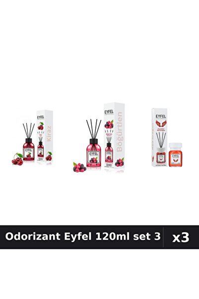 Eyfel Set 3 Odorizant Camera Betisoare 120ml - Cireșe, Fructe Pădure, Red Dragon
