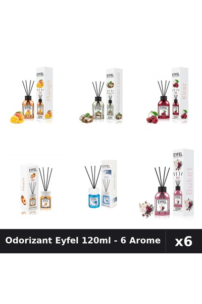 Eyfel Set 6 Odorizante Camera Betisoare - 6 Arome Asortate, 120ml Parfum
