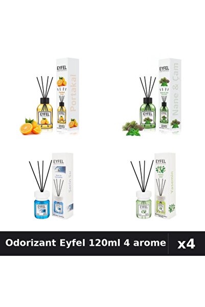 Eyfel Set 4 Odorizant Camera Betisoare 120ml - Portocală, Pin Mentă, Cool Wat...
