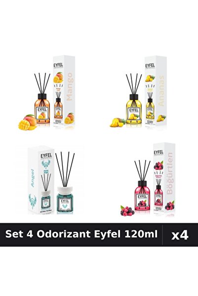 Eyfel Set 4 Odorizante Camera Betisoare, Ananas, Angel, Fructe De Padure, Man...
