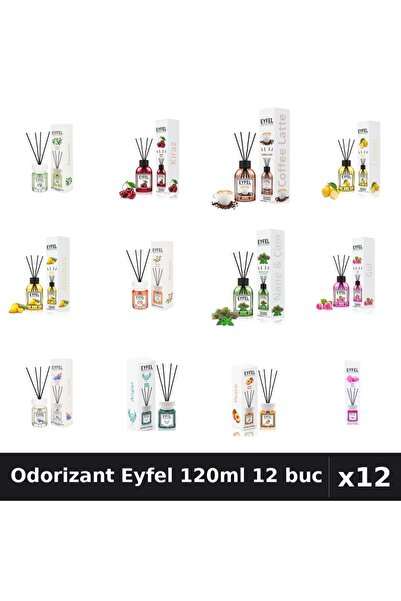 Eyfel Set 12 Odorizante Camera Betisoare 120ml - 12 Arome Asortate, Parfum In...