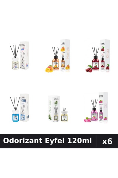 Eyfel Set 6 Odorizante Camera Betisoare - 6 Arome Asortate, 120ml Parfum