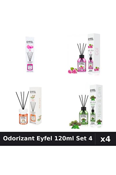 Eyfel Set 4 Odorizant Camera Betisoare 120ml - Bubble Gum, Trandafir, Acacia,...