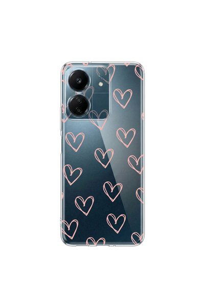 PPKin Redmi 13C Compatible Heart 6 Design Transparent Case