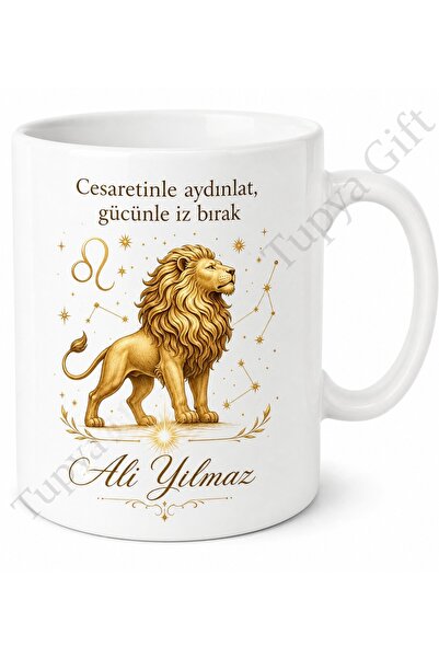 Tupya Gift Aslan Burcu Temalı Baskılı Kupa Bardak Astroloji Hediye