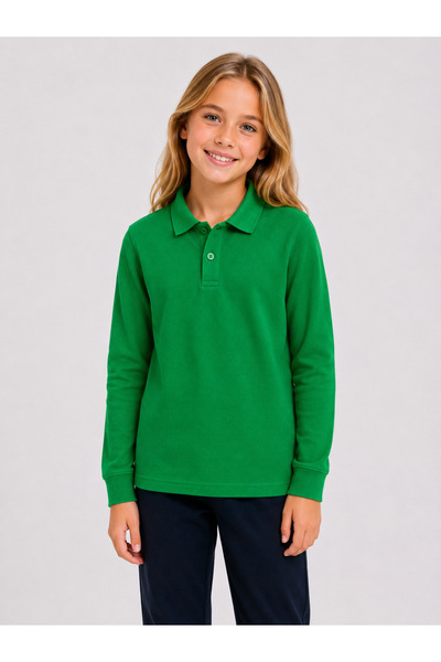 AJN Kids Polo Yaka Basic Kısa Kollu Unisex Çocuk Tişört Okul