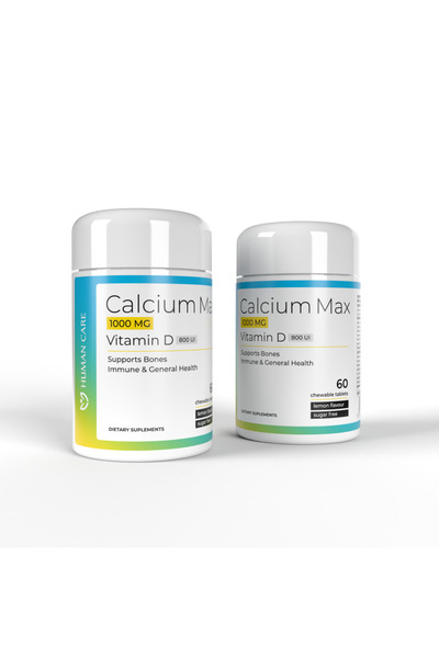 Human Care , Calcium Max, 60 Chewable Tablets, Calcium 1000 mg + Vitamin D3 8...
