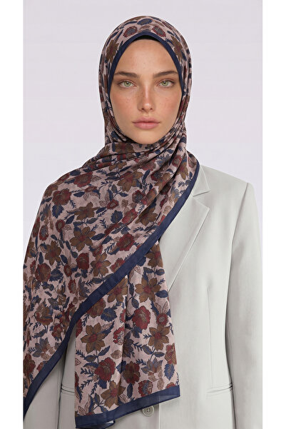Karaca Velora Patterned Cotton Shawl - Navy Blue / Cream