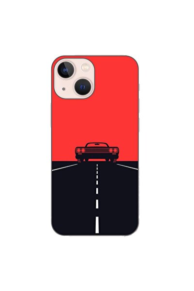 OEM Husa compatibila cu Apple iPhone 13 Mini Silicon Gel Tpu Model Red Sky Mu...