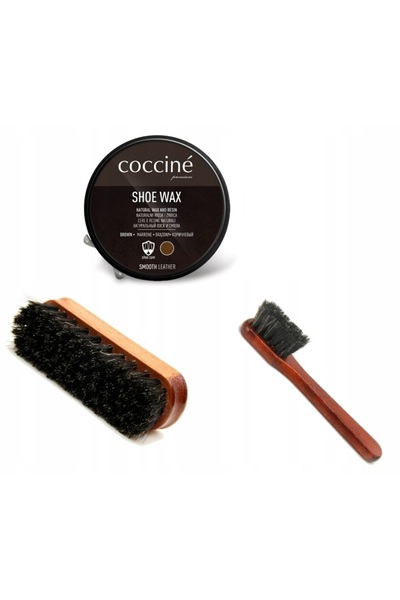 Coccine Kit ingrijire pantofi, Coccine, Cu 2 perii lustruire, Maro