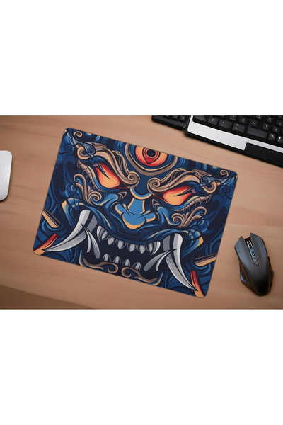 batcell Infernal Oni Gaming Oyuncu XL Mouse Pad Kaydırmaz Dikişli Mousepad 480x400x4 Mm Dikişli Model