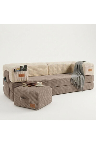 Duo Double Color Corduroy Velvet Washable Fabric Modular Sofa Sofa Fully Sponge