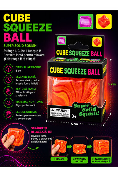 Needoh cub squishy antistres 5 cm, ORANGE CU STRIATII, CU REVENIRE LENTA