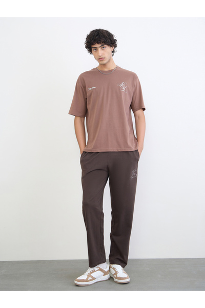 Styli Men Relaxed Fit Joggers with Embroidery Detail