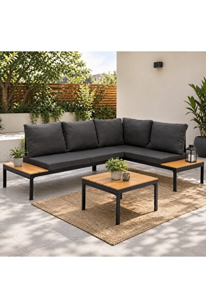 Stef's Cat Set Mobilier Gradina Coltar cu Masa, Separabil In 2 Canapele Tip S...
