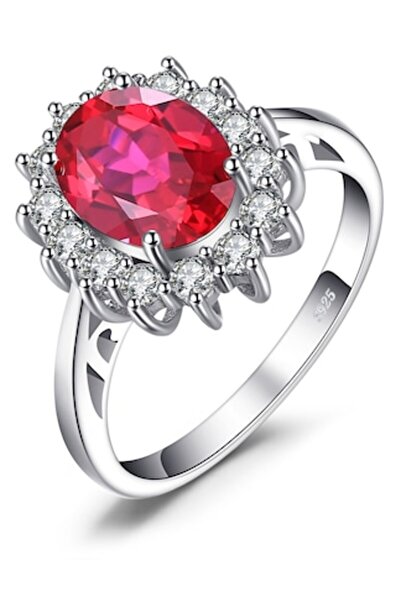 jeverly takım JewelryPalace Engagement Ring, oval created ruby 2.7ct, crystal...