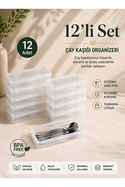 zemihra 12 Adet Çay Kaşıklık Saklama Kabı Çay Kaşığı Taşıma Seti Çok Amaçlı D...