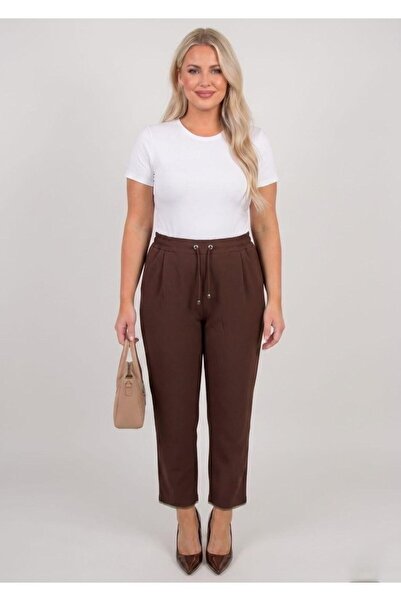 Koza Butik Women's Plus Size High Waist Draped Pants 6201-25