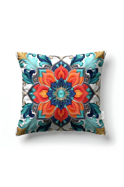 CANİLA Butterfly Motif Patterned Multi-Colored Square Throw Pillow 43 X 43 cm...